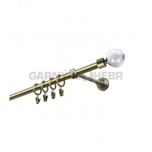 Garnýž kovová 360 cm jednořadá 19 Koule crystal mosaz