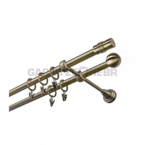 Garnýž kovová 300 cm dvouřadá - dvojitá 19 Cylinder mosaz