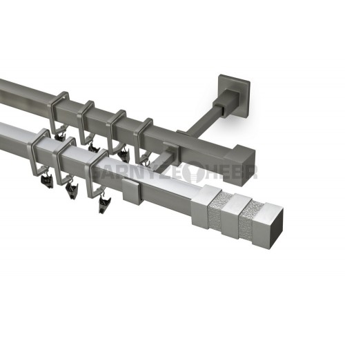 Garnýž kovová 240 cm dvouřadá - dvojitá 20x20 verona matná stříbrná