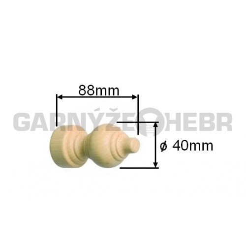 Koncovka dřevěná pro tyč 28mm - odstín borovice