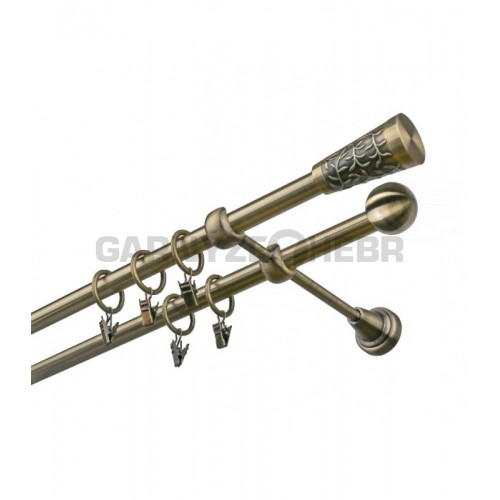 Garnýž kovová 340 cm dvouřadá - dvojitá 19 Sevila mosaz