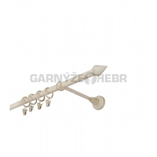 Garnýž kovová 360 cm jednořadá 16 hrot bílo-zlatá