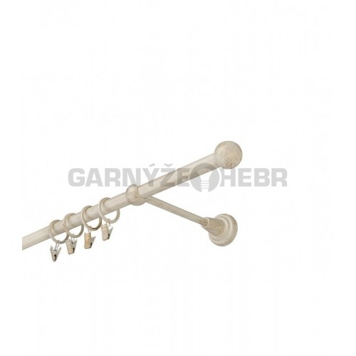 Garnýž kovová 230 cm jednořadá 16 koule bílo-zlatá