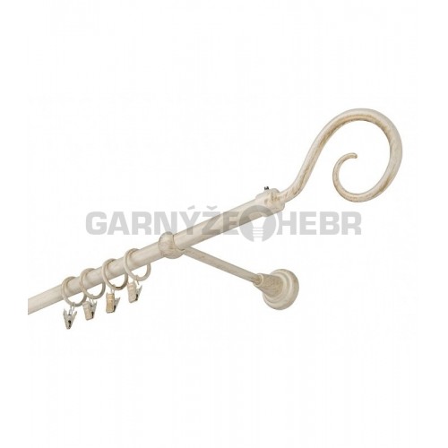 Garnýž kovová 380 cm jednořadá 16 Hák bílo-zlatá