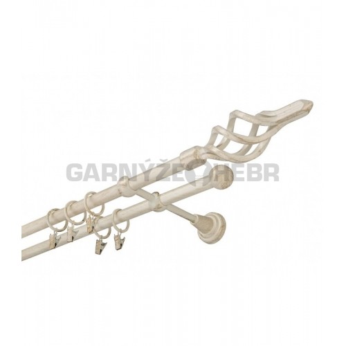 Garnýž kovová 210 cm dvouřadá - dvojitá 16 Azur bílo-zlatá