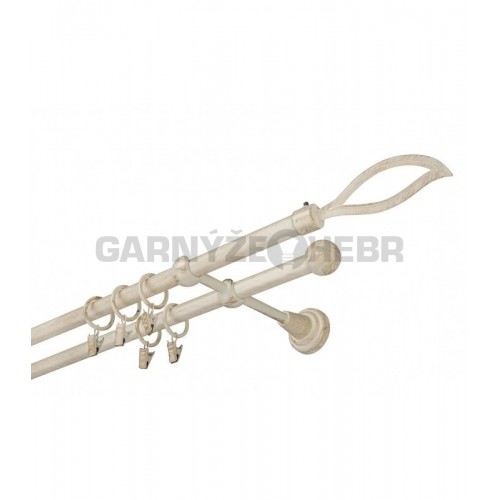 Garnýž kovová 220 cm dvouřadá - dvojitá 16 Blesk bílo-zlatá