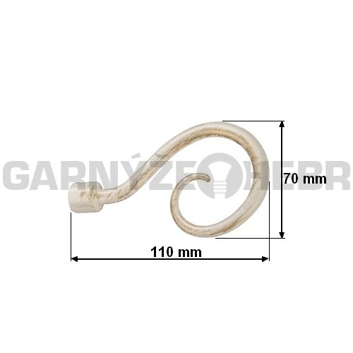 Koncovka pro tyč 16mm Hák - bílo-zlatá