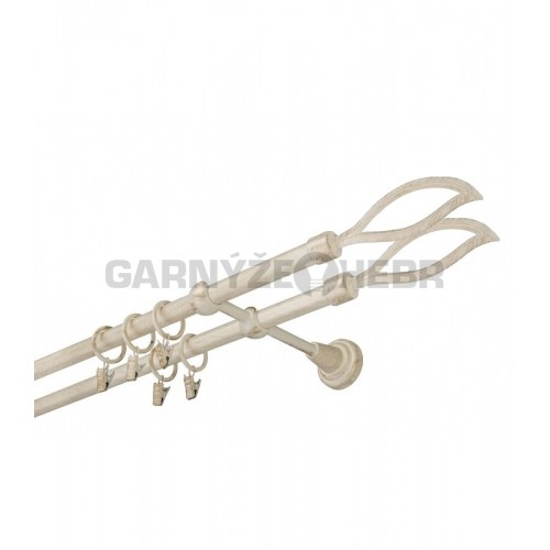 Garnýž kovová 320 cm dvouřadá - dvojitá 16 Blesk double bílo-zlatá
