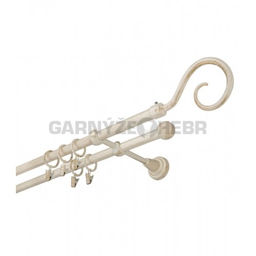 Garnýž kovová 190 cm dvouřadá - dvojitá 16 Hák bílo-zlatá