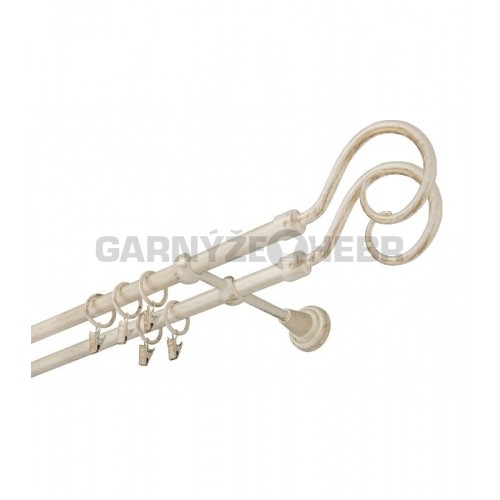 Garnýž kovová 190 cm dvouřadá - dvojitá 16 Hák double bílo-zlatá