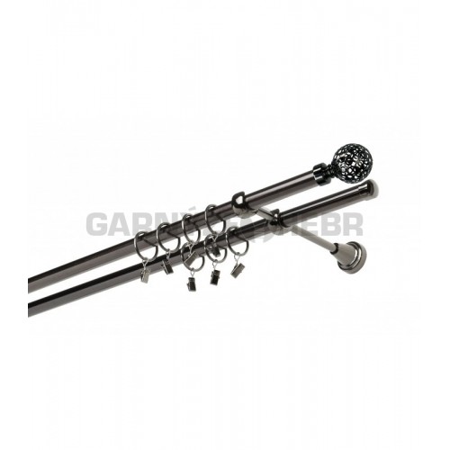 Garnýž kovová 100 cm dvouřadá - dvojitá 19 Koule Retro onyx