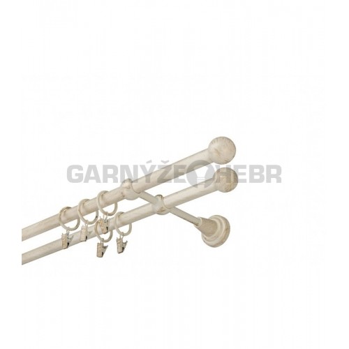 Garnýž kovová 200 cm dvouřadá - dvojitá 16 koule bílo-zlatá