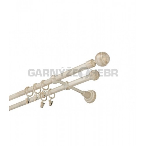 Garnýž kovová 150 cm dvouřadá - dvojitá 16 paola bílo-zlatá