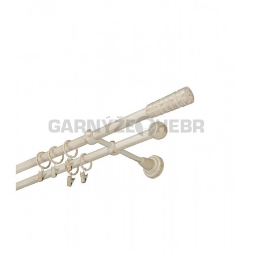 Garnýž kovová 380 cm dvouřadá - dvojitá 16 torino bílo-zlatá