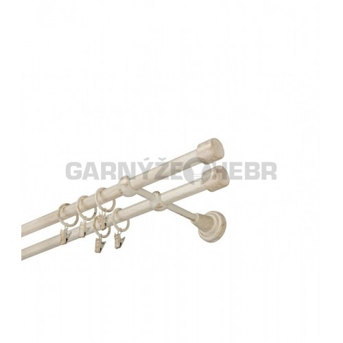 Garnýž kovová 130 cm dvouřadá - dvojitá 16 Válec double bílo-zlatá