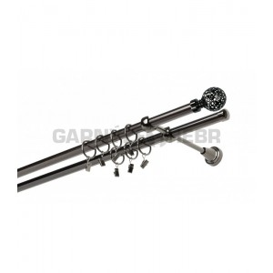 Garnýž kovová 180 cm dvouřadá - dvojitá 19 Koule Retro onyx