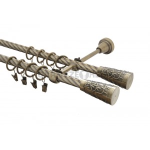 Garnýž kovová 3,2m kroucená dvouřadá - dvojitá, Sevilla double, mosaz