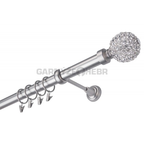 Garnýž kovová 140 cm jednořadá 25 Koule Diamant satina