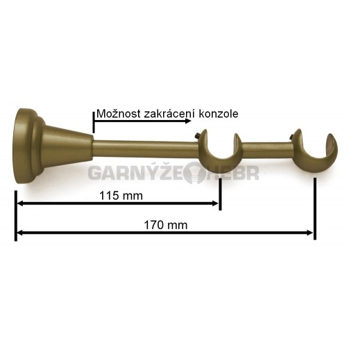 Konzole 2-řadá pro tyč 16mm - zlatá antik