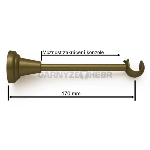 Konzole 1-řadá pro tyč 16mm - zlatá antik