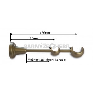 Konzole 2-řadá pro tyč 25/16mm - zlatá antik
