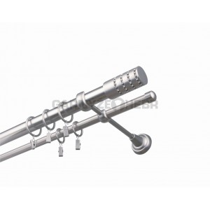 Garnýž kovová 100 cm dvouřadá - dvojitá 25 Cylinder crystal Satina