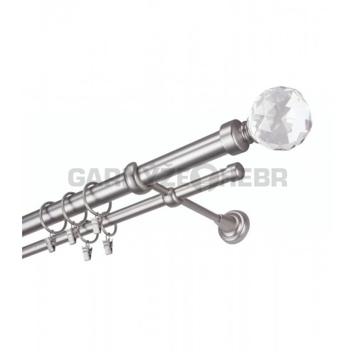 Garnýž kovová 150 cm dvouřadá - dvojitá 25 Koule Crystal Satina