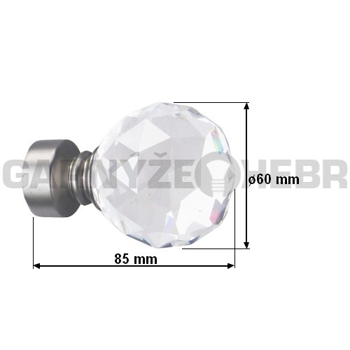 Koncovka pro tyč 25mm Koule Crystal - satina
