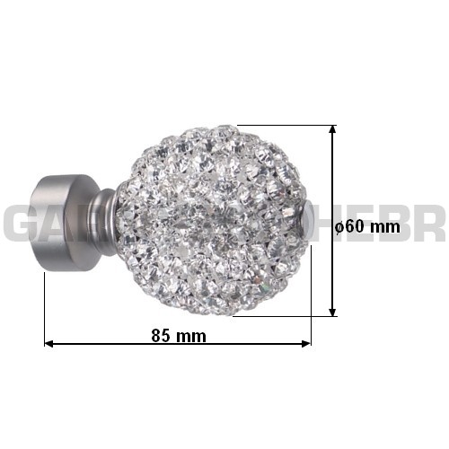 Koncovka pro tyč 25mm Koule Diamant - satina
