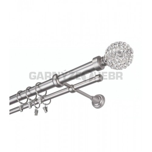 Garnýž kovová 130 cm dvouřadá - dvojitá 25 Koule Diamant Satina