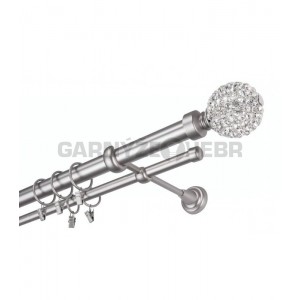 Garnýž kovová 260 cm dvouřadá - dvojitá 25 Koule Diamant Satina