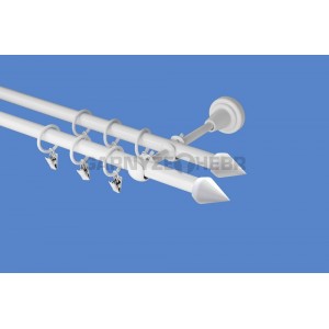 Garnýž kovová 2m, dvouřadá - dvojitá, Hrot double, bílá