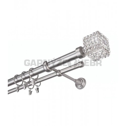 Garnýž kovová 180 cm dvouřadá - dvojitá 25 Kwadro Diamant Satina