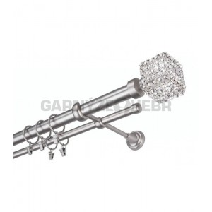 Garnýž kovová 100 cm dvouřadá - dvojitá 25 Kwadro Diamant Satina