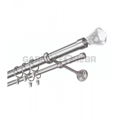 Garnýž kovová 130 cm dvouřadá - dvojitá 25 Stozek Crystal Satina