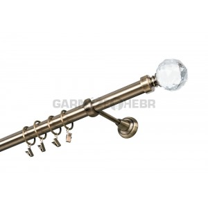 Garnýž kovová 100 cm jednořadá 25 Koule crystal mosaz