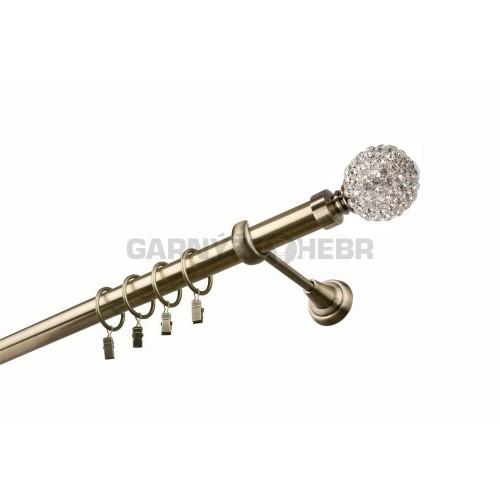 Garnýž kovová 110 cm jednořadá 25 Koule Diamant mosaz