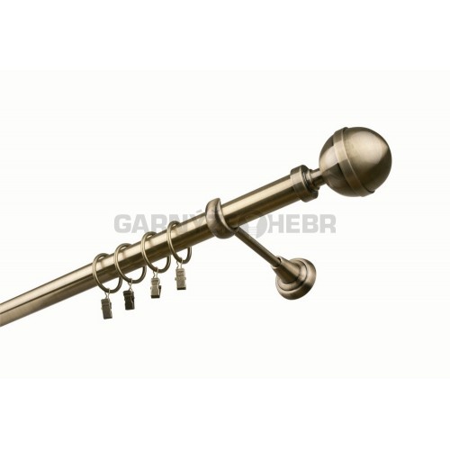 Garnýž kovová 400 cm jednořadá 25 Koule Lux mosaz