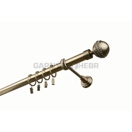 Garnýž kovová 380 cm jednořadá 25 Paola crystal mosaz