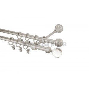 Garnýž kovová 2m, dvouřadá - dvojitá, Koule crystal, chrom mat