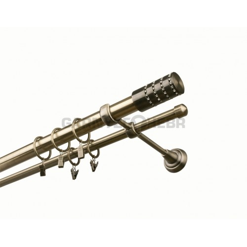 Garnýž kovová 460 cm dvouřadá - dvojitá 25 Cylinder crystal Mosaz