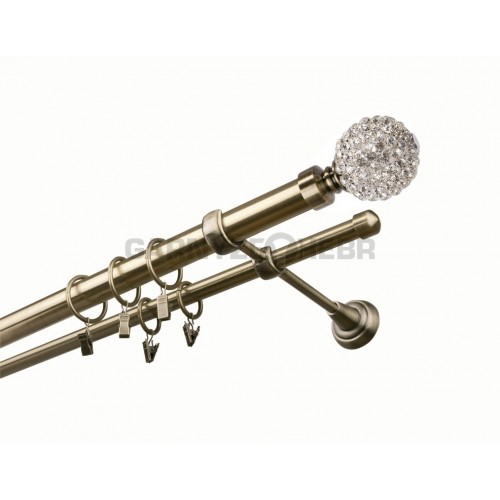 Garnýž kovová 110 cm dvouřadá - dvojitá 25 Koule Diamant Mosaz