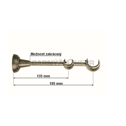 Konzole 2-řadá pro tyč 25/16mm - mosaz