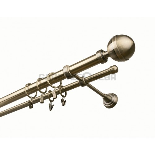 Garnýž kovová 420 cm dvouřadá - dvojitá 25 Koule Lux Mosaz