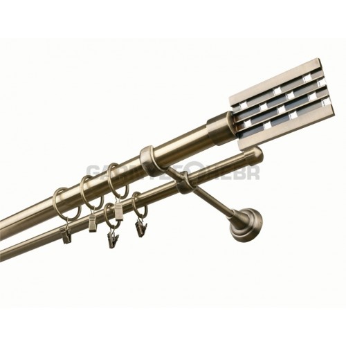 Garnýž kovová 160 cm dvouřadá - dvojitá 25 Nutka Mosaz