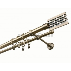 Garnýž kovová 260 cm dvouřadá - dvojitá 25 Nutka Mosaz