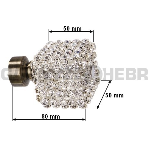 Koncovka pro tyč 25mm Kwadro Diamant - mosaz