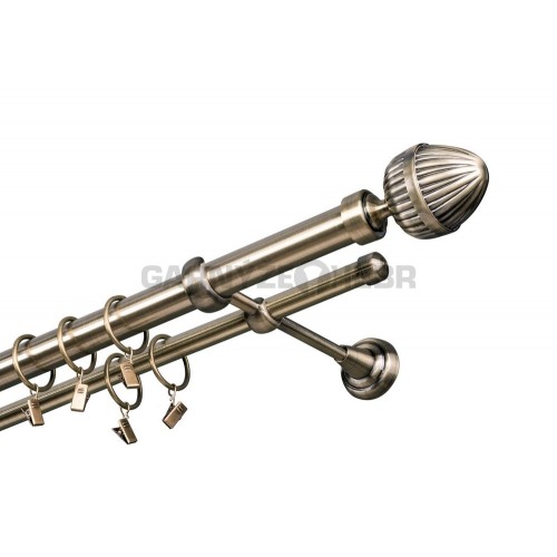 Garnýž kovová 220 cm dvouřadá - dvojitá 25 Odeon Mosaz