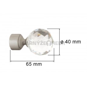 Koncovka pro tyč 16mm Koule crystal - chrom mat