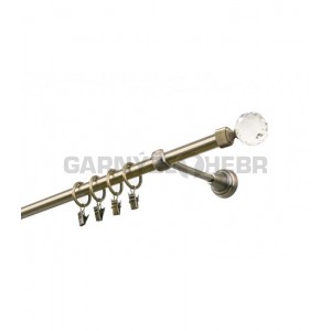 Garnýž kovová 260 cm jednořadá 16 Koule crystal mosaz